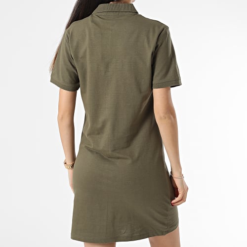 Robe Polo Manches Courtes Femme Vert Kaki