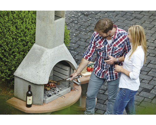 Buschbeck barbecuehaard Carmen 65 x 180 x 203 cm met tafel