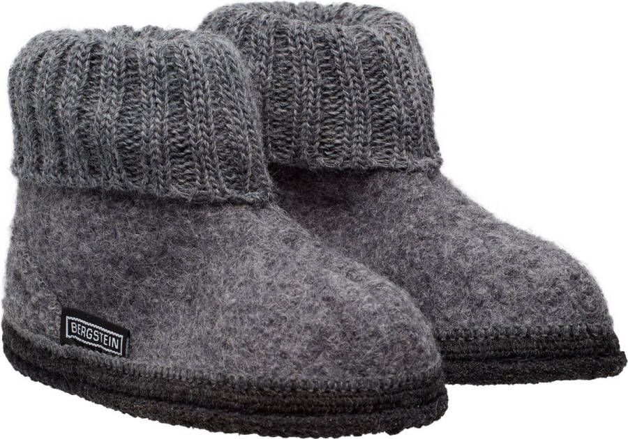 Bergstein Cozy Sloffen Pantoffels voor en kinderen 100% Zuiver sc wol Black