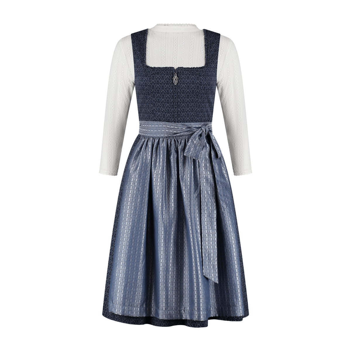 Donkerblauwe Dirndl Jurk Oktoberfest Dames Met Insteekzak 2 delig