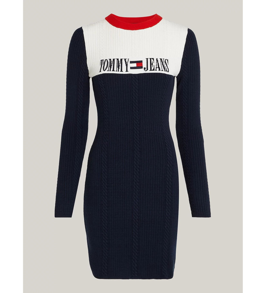 Vestido Tommy Jeans azul-marinho de malha trançada