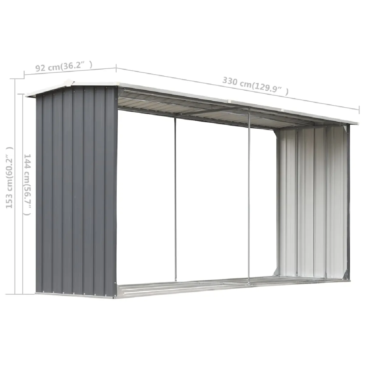 vidaXL Abri de stockage de bois - Gris