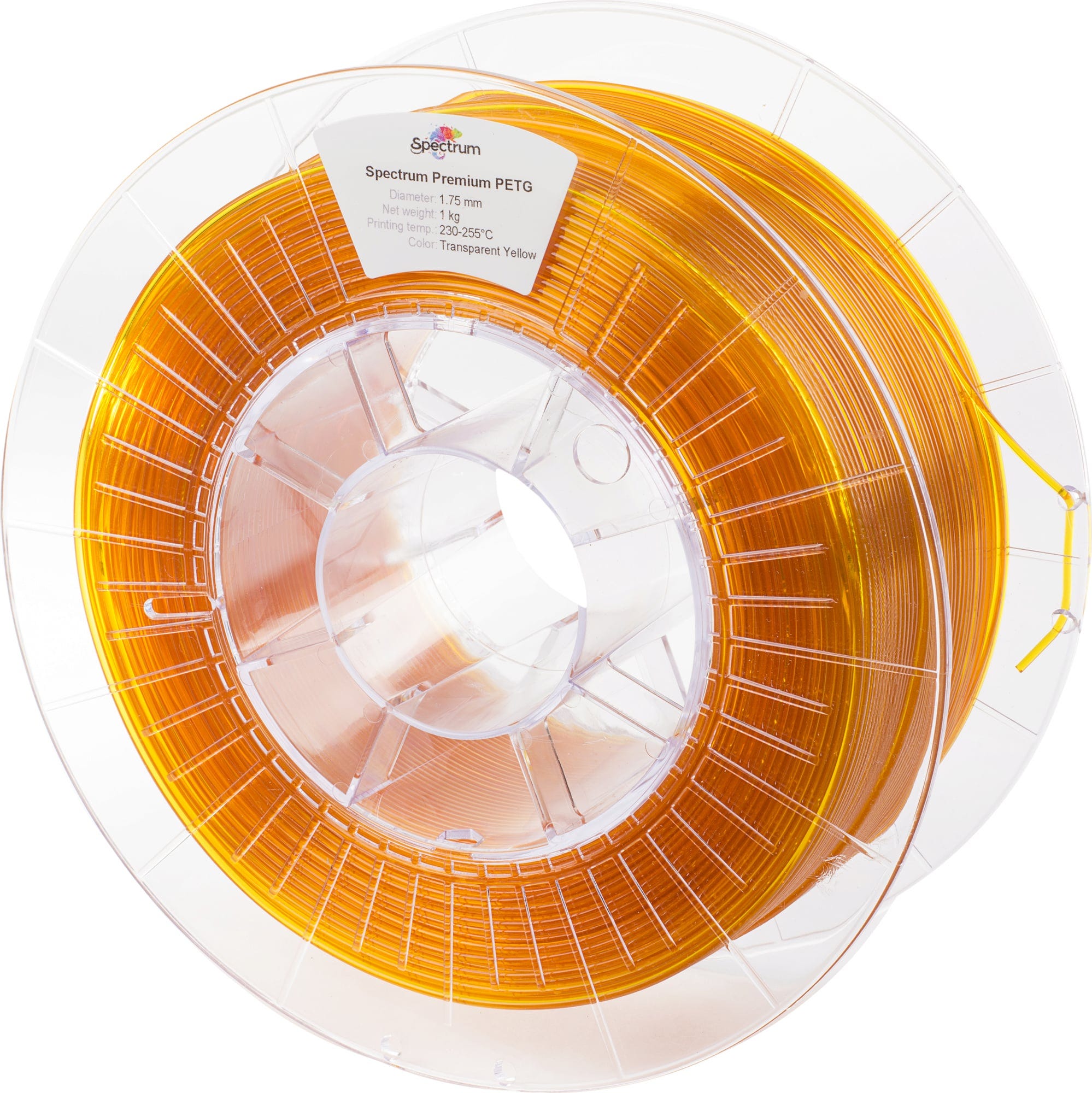 Spectrum  PETG Premium Transparent Yellow, 1,75 mm / 1000 g    Vielfältiges Filament mit hoher Transparenz & Temperaturbeständigkeit