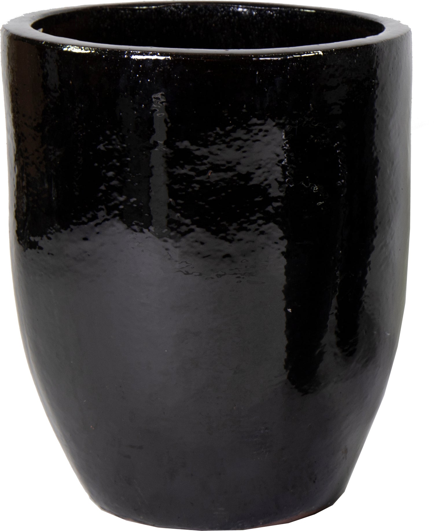 Mega Collections bloempot Glazed zwart D 35 H 44 cm