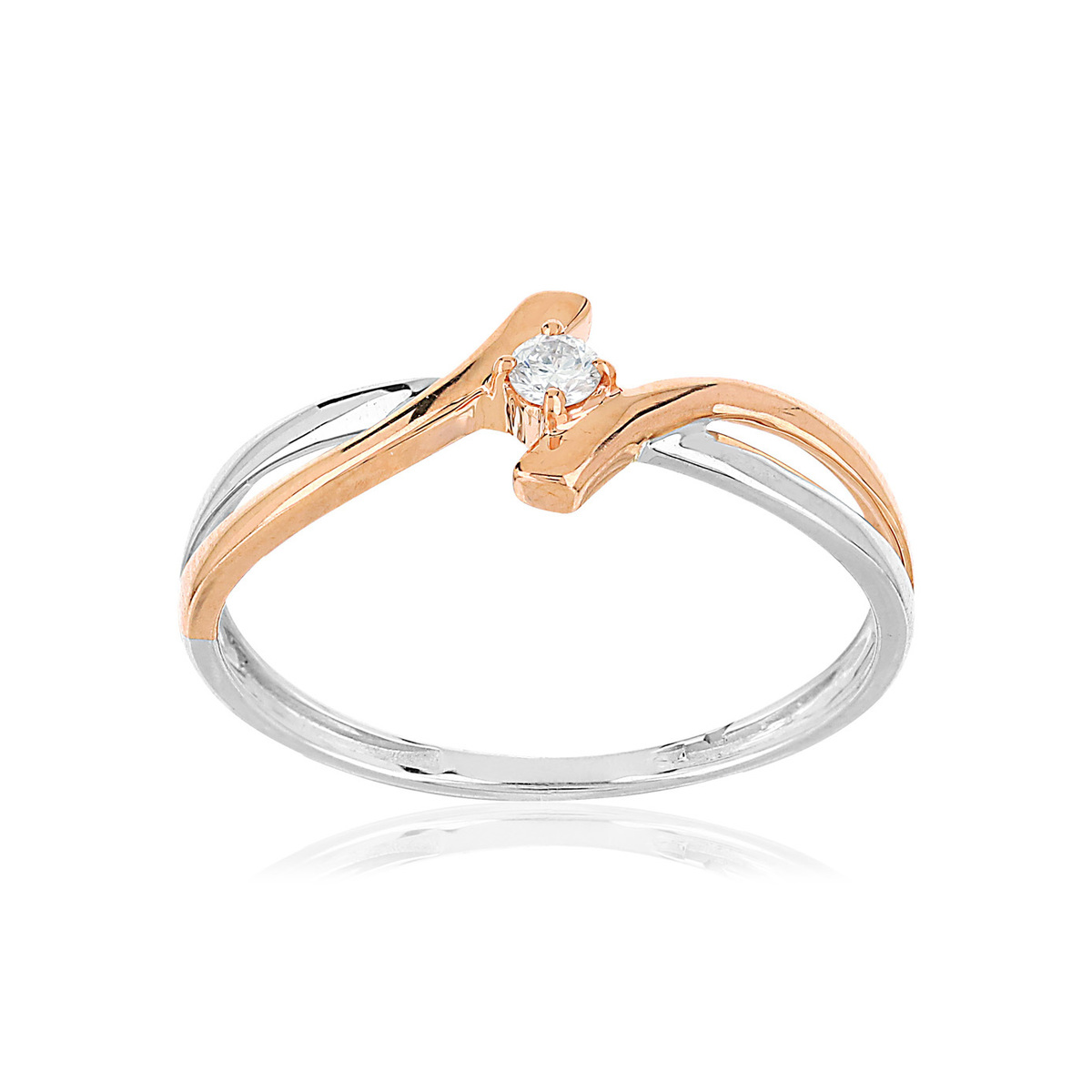 Bague or 375 2 tons diamant