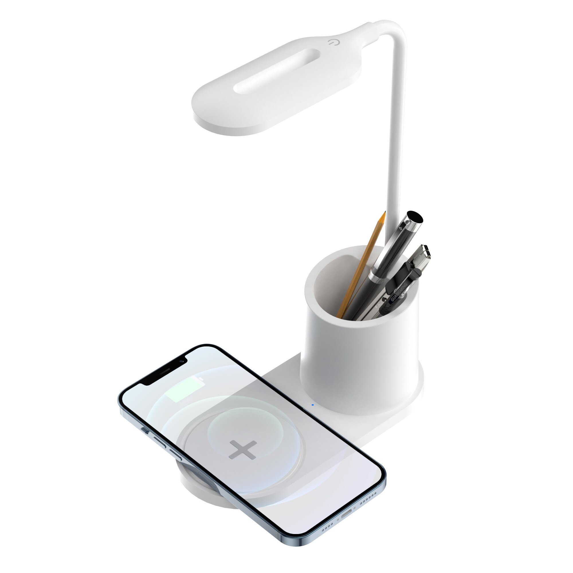 Fontastic LED-Tischlampe „Koral“ mit Induktivlader, weiß