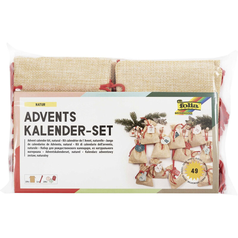 Folia Adventskalender-Set, 49-teilig, natur