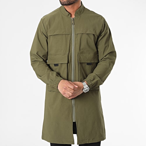 Veste Zippée Longue Vert Kaki