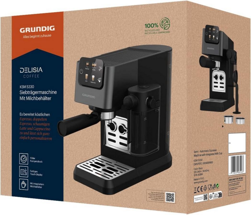 De'Longhi Dedica Style EC685.M, Machine à expresso avec buse à mousse de lait professionnelle, seulement 15 cm de large, réservoir de 1 L, boîtier en métal, compatible avec les dosettes ESE, métal