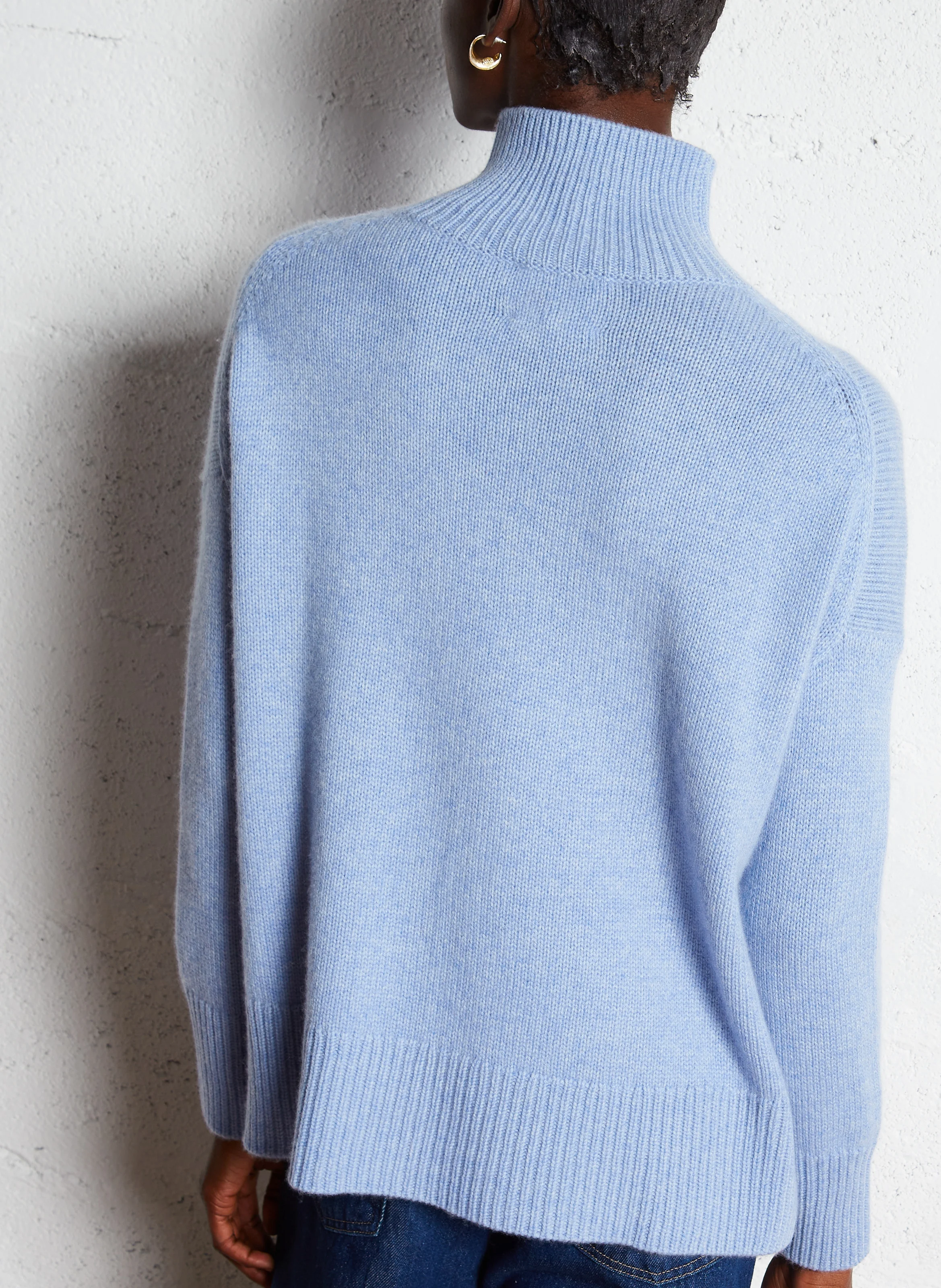 ULLA - Pull ample col montant en cachemire | Bleu