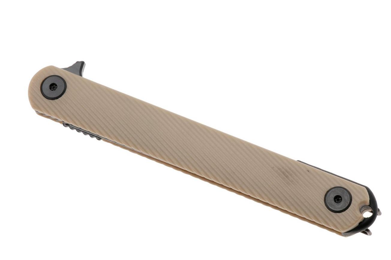 Spartan Blades Nemec Folder SFBL12TN, Black PVD CPM S35VN, Tan Sculpted GFN zakmes, Ondřej Němec design