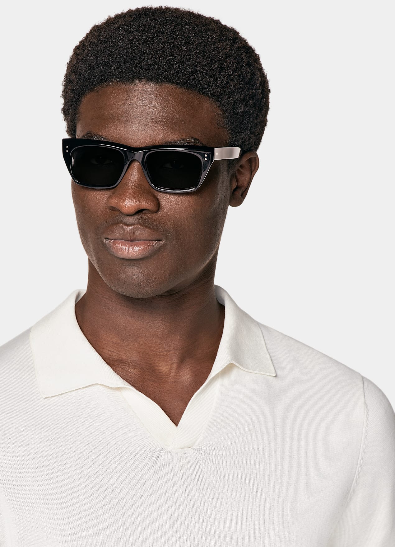 Polo sans boutons blanc cassé