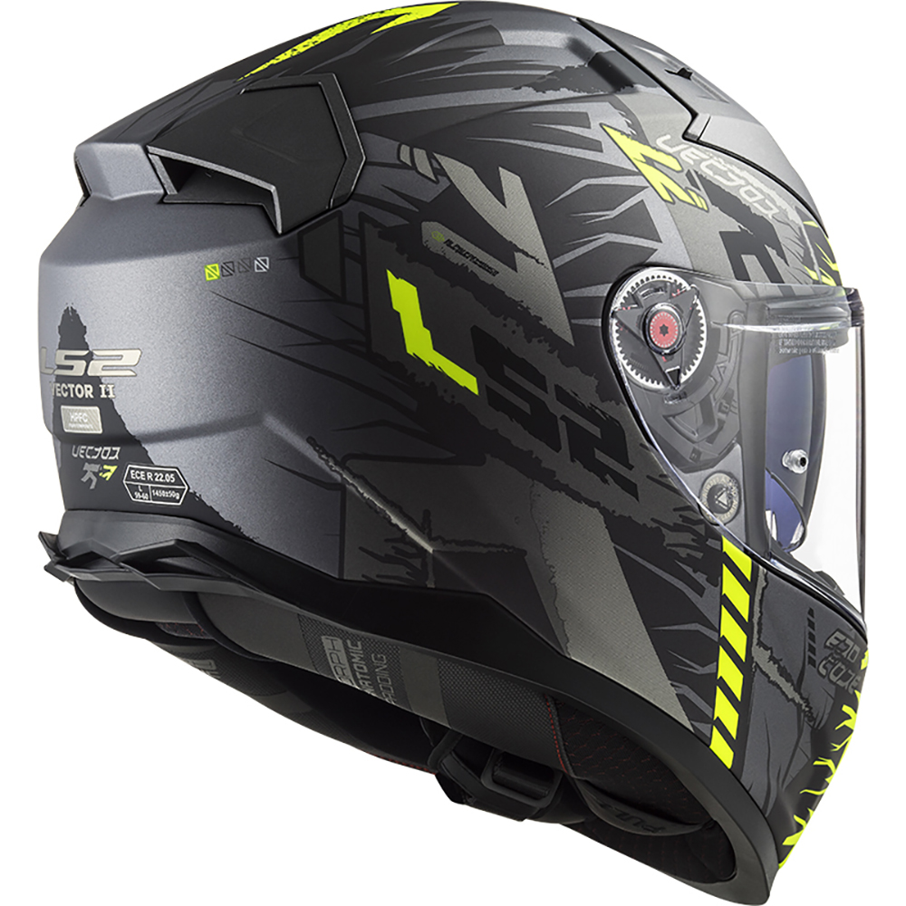 LS2 - Casque FF811 Vector II Techbot Titanium mat / Jaune fluo