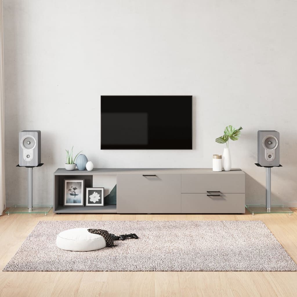 vidaXL Speakerstandaards, 2 stuks, zilver, gehard glas, 1 paal