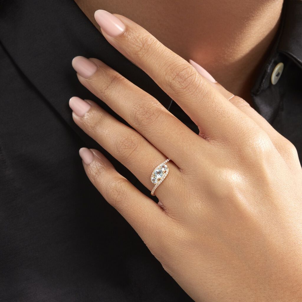 Bague Chloe Or Jaune Topaze Et Oxyde De Zirconium
