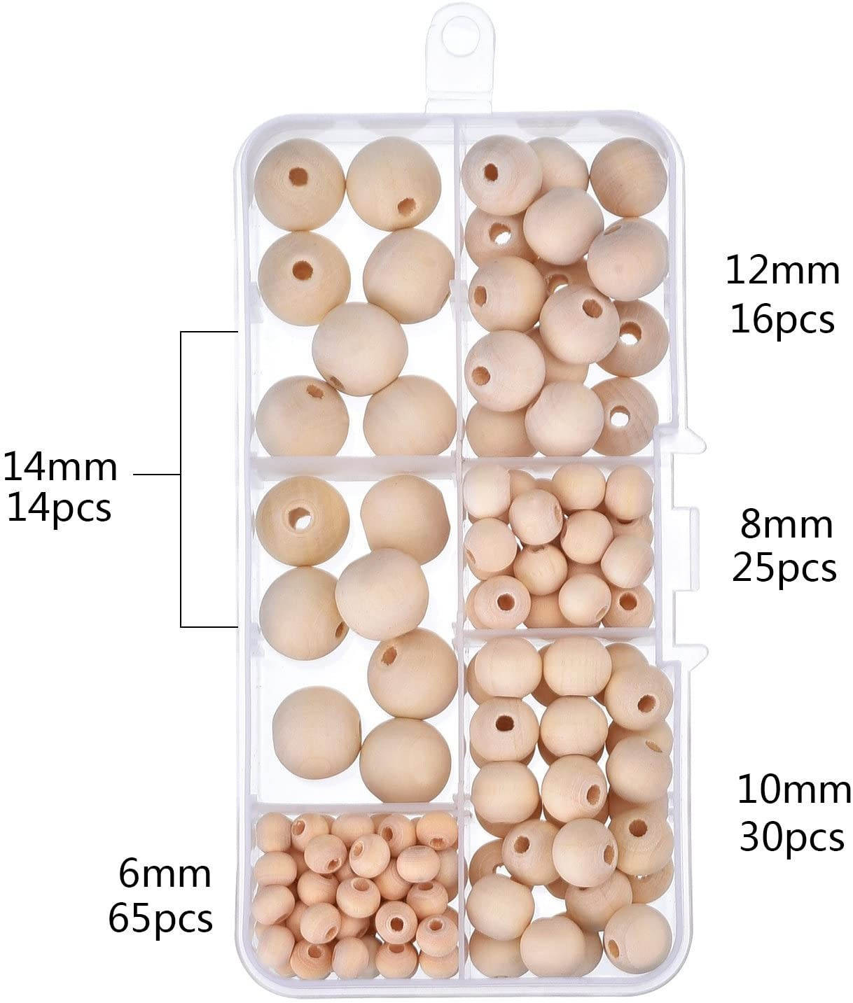 (150er Set) Natur Holz Perlen DIY Kugeln Freundschafts Armband Bastel Kette   Organizer Box