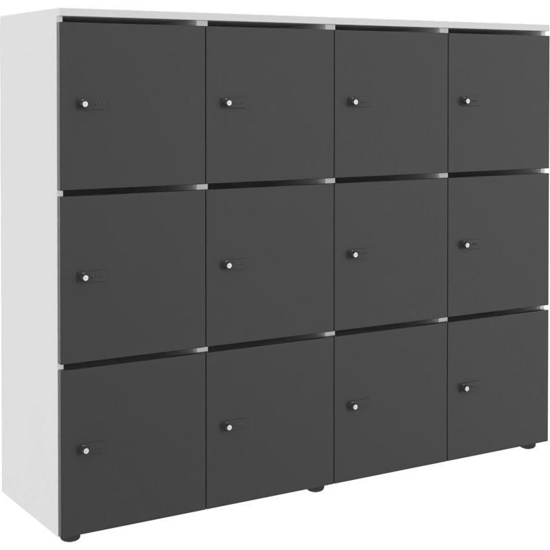 Casier de rangement de bureau Flexycaz 12 portes individuelles - 4 x 3 cases L 160 x P 42 x H 131,4 cm +clé pass
