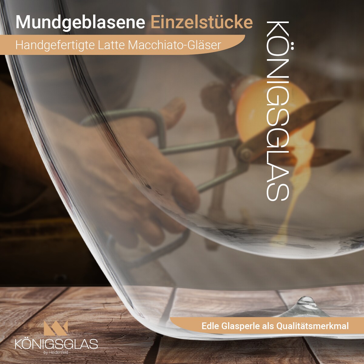 Königsglas Crema, Tee-/Kaffeegläser by Heidenfeld, 250 ml, 2er/4er-Set, doppelwandig, handgefertigt (2er Set)