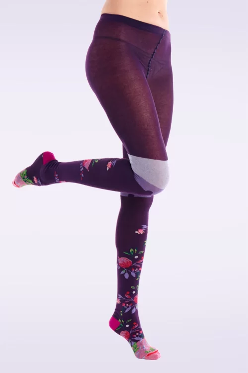 Fil de Jour Figue Floral maillots in paars