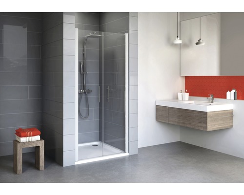 Draaideur in nis Schulte Alexa Style 2.0, breedte 80 cm, helder glas, profielkleur aluminium
