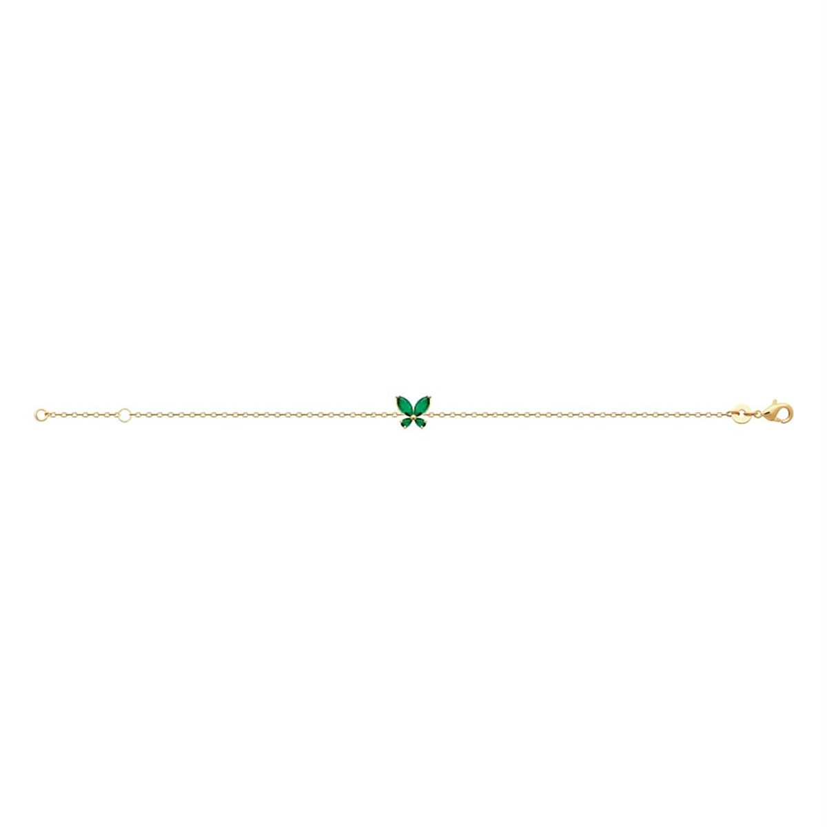 Bracelet papillon oxydes de zirconiums verts Plaqué OR 750 3 microns
