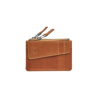 Porte-monnaie double cuir avec pochette cartes Florence - cognac - label M