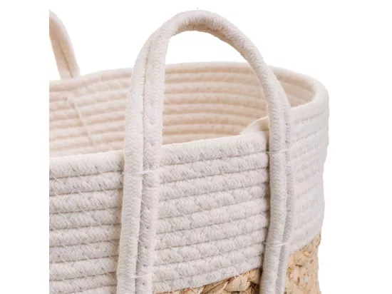 Panier blanc en corde tressée d30x30h