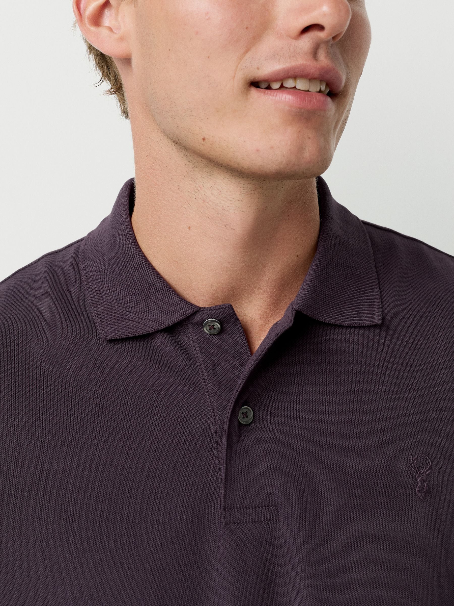 Donkerpaars - Normale Pasvorm - Long-Sleeve Pique Polo Shirt