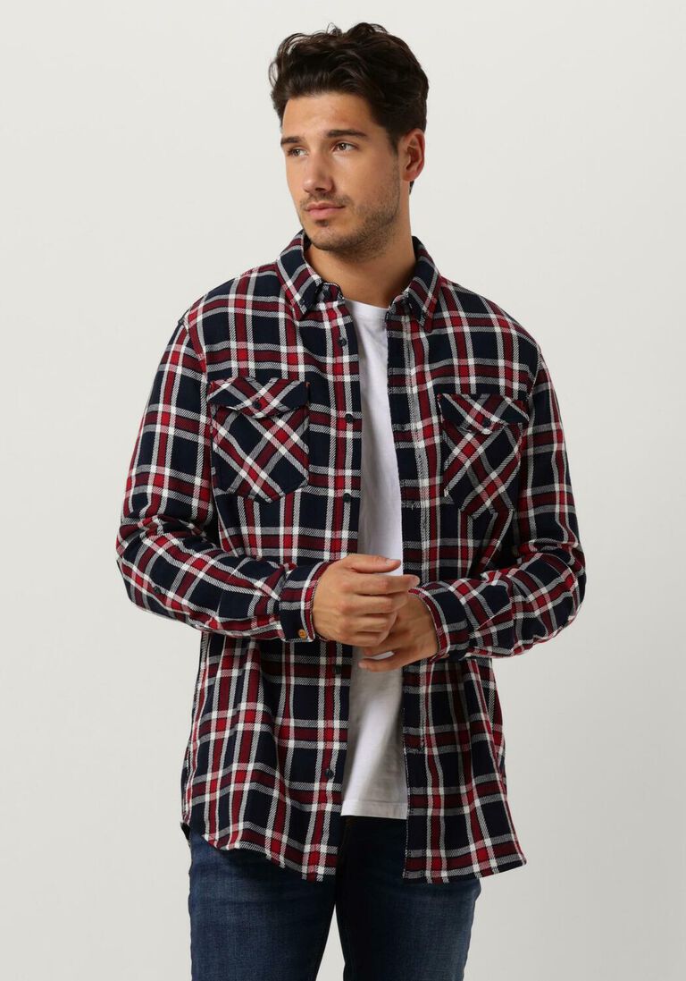 SCOTCH & SODA donkerblauwe scotch & soda overshirt archive double face twill check