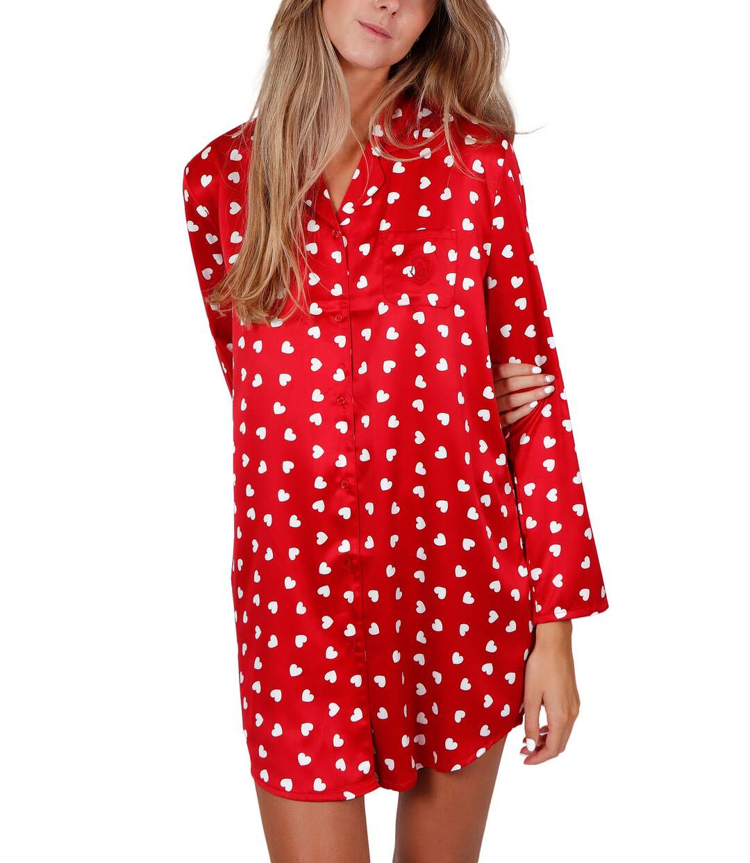 Chemise de nuit satin manches longues Love Christmas Admas