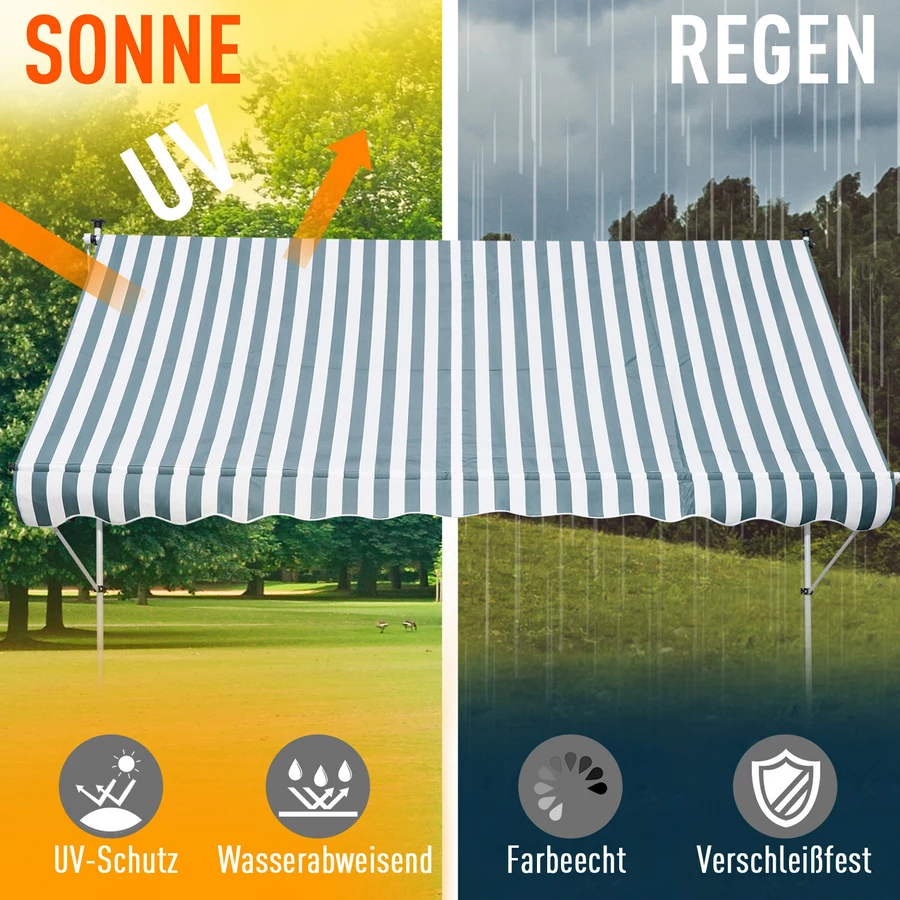 Outsunny Klemmmarkise mit Faltarm grün