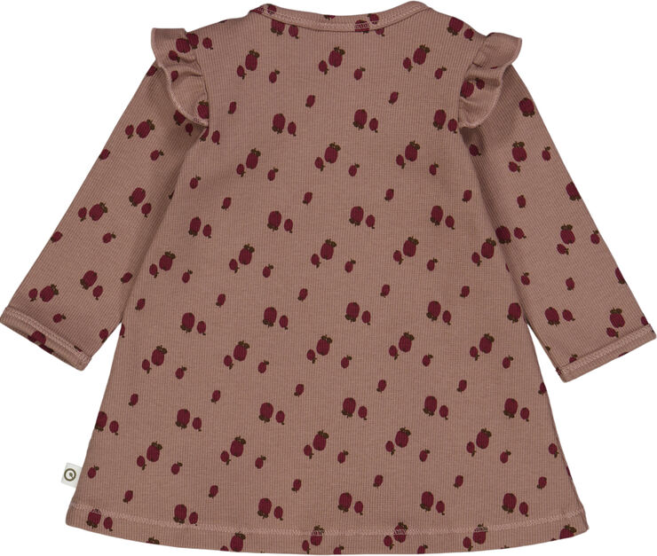 Müsli by Green Cotton Apple l/s dress baby Daydream/ cabernet/ bark