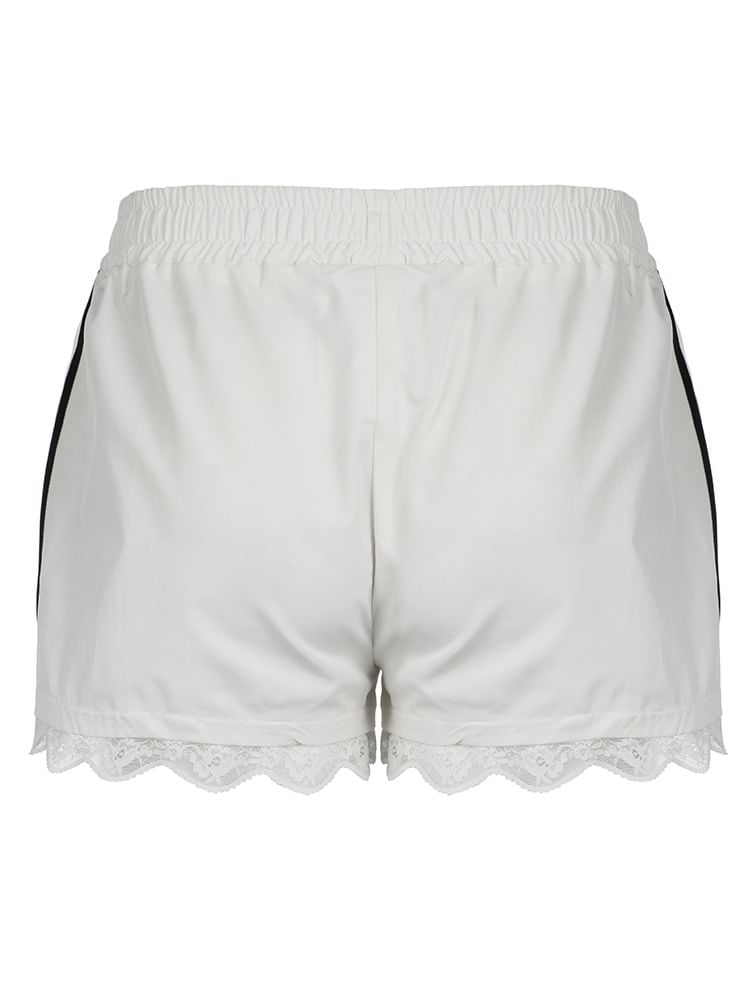 Trisica - Mid-rise sweatshort met kanten rand