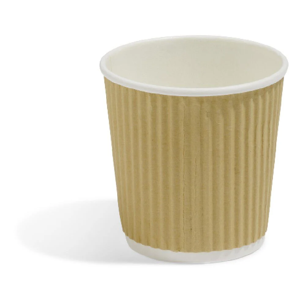 Gobelet cartonné extérieur cannelé beige et blanc 10 cl x25