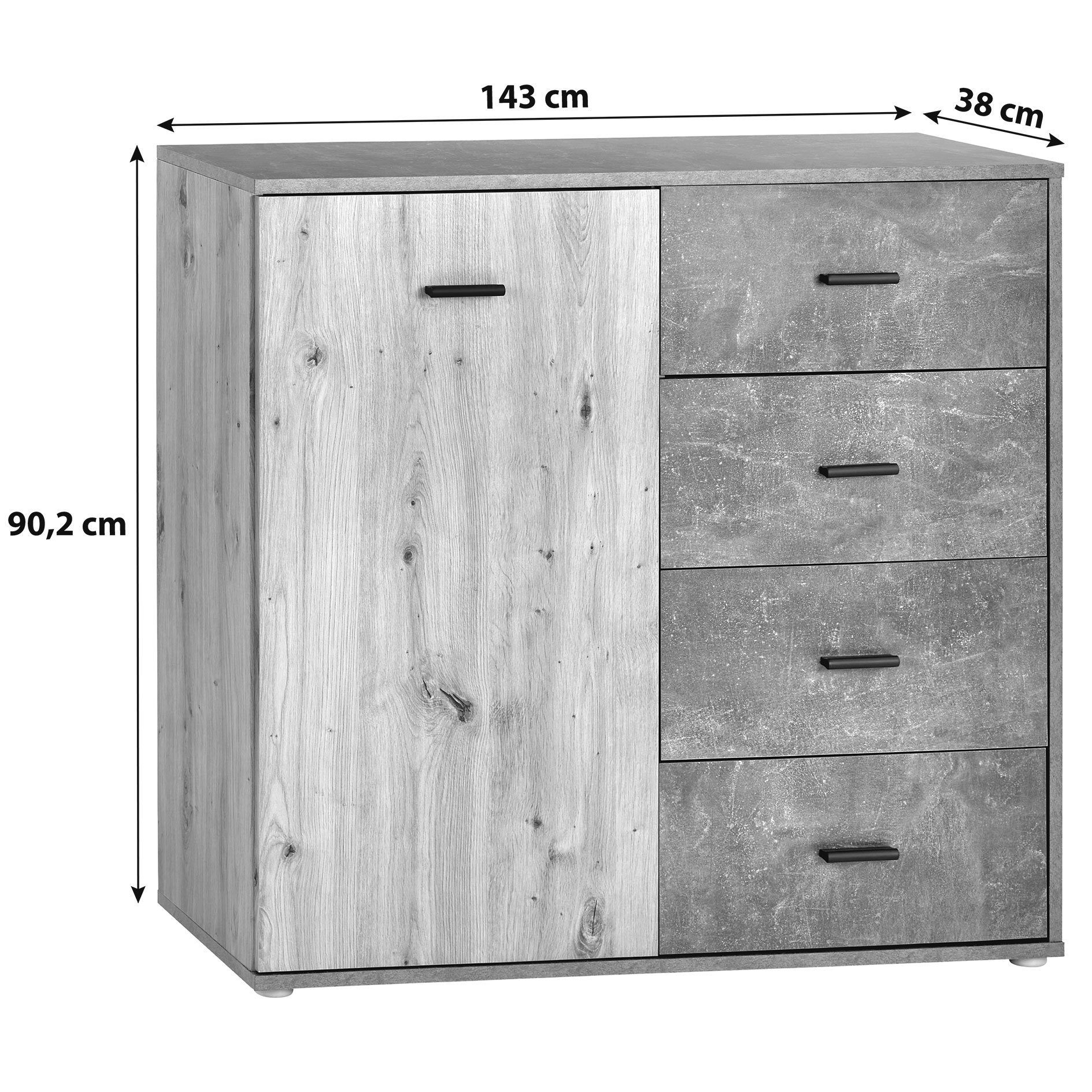 Kommode - Artisan Eiche - weiß - 96 cm