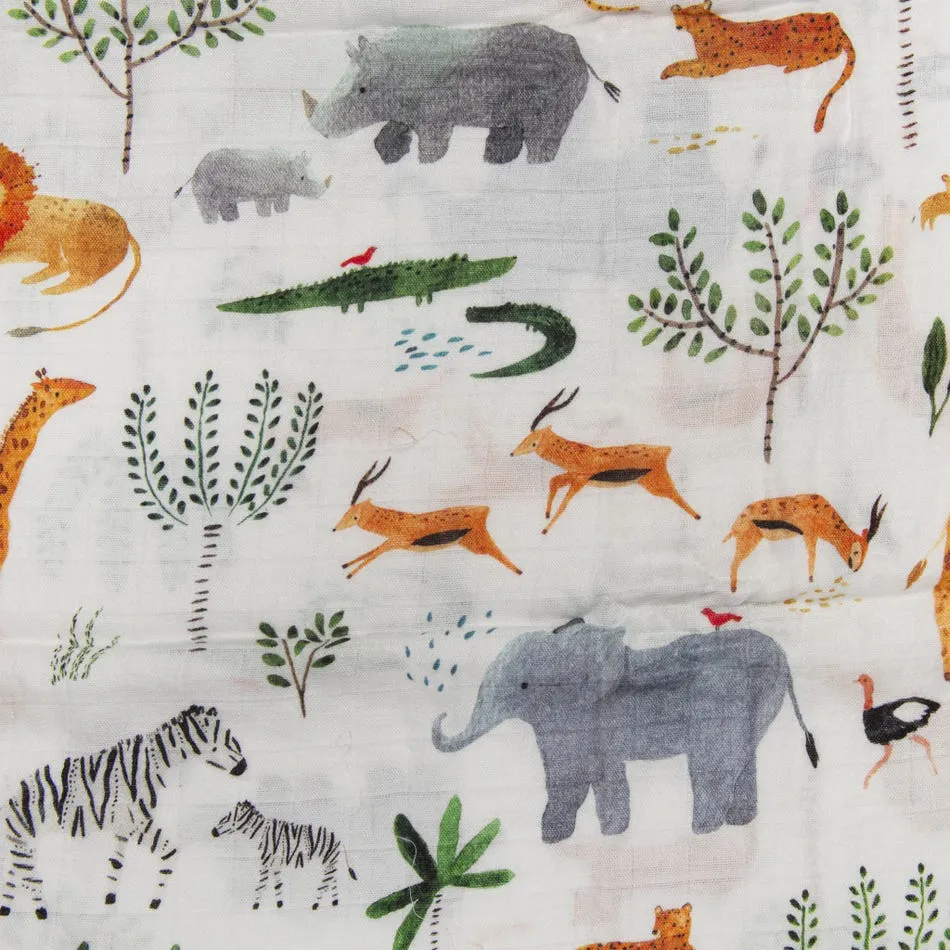 Loulou Lollipop Drap Contour + Couverture Mousseline Bambou  - Safari