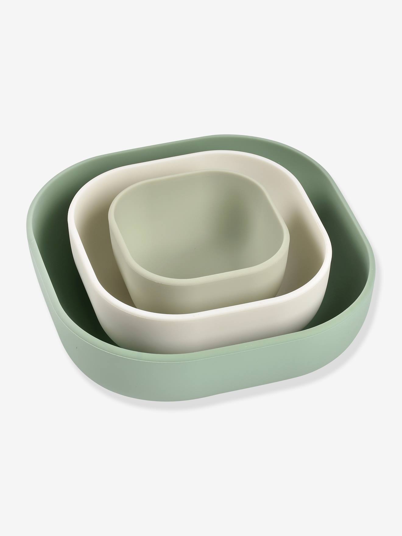 Conjunto de 3 Tigelas Empilháveis de Silicone Verde BEABA