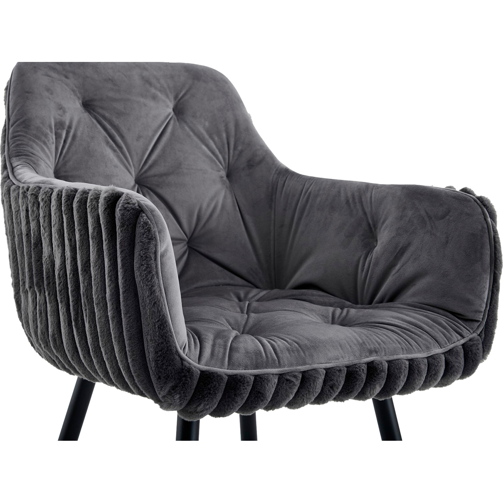 Polsterstuhl Fluffy Samt/Cord dunkelgrau