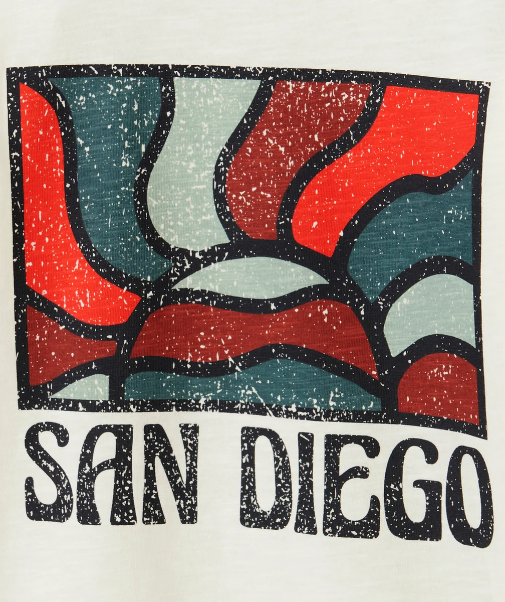 t-shirt manches longues garçon en coton bio blanc thème san diego