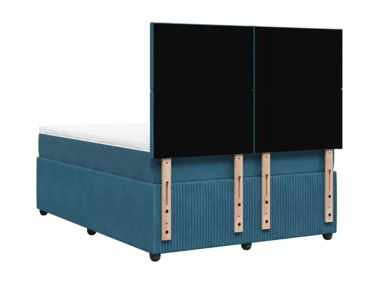 Sommier à lattes de lit et matelas Bleu foncé 140x190cm Velours