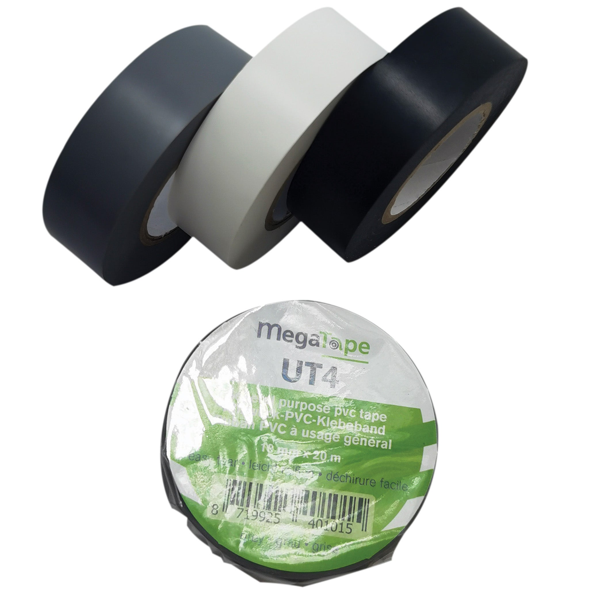 Showgear MegaTape UT4 PVC tape 19 mm x 20 m, grijs