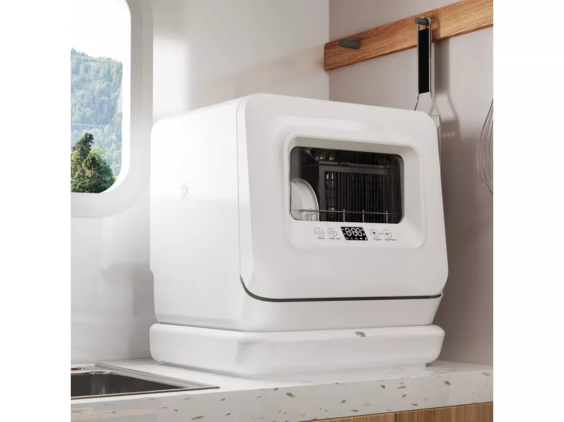 Mini lave-vaisselle portable 44cm - 3 couverts - 55db - 5 modes de nettoyage - lavage à 360° - avec ventile automatique