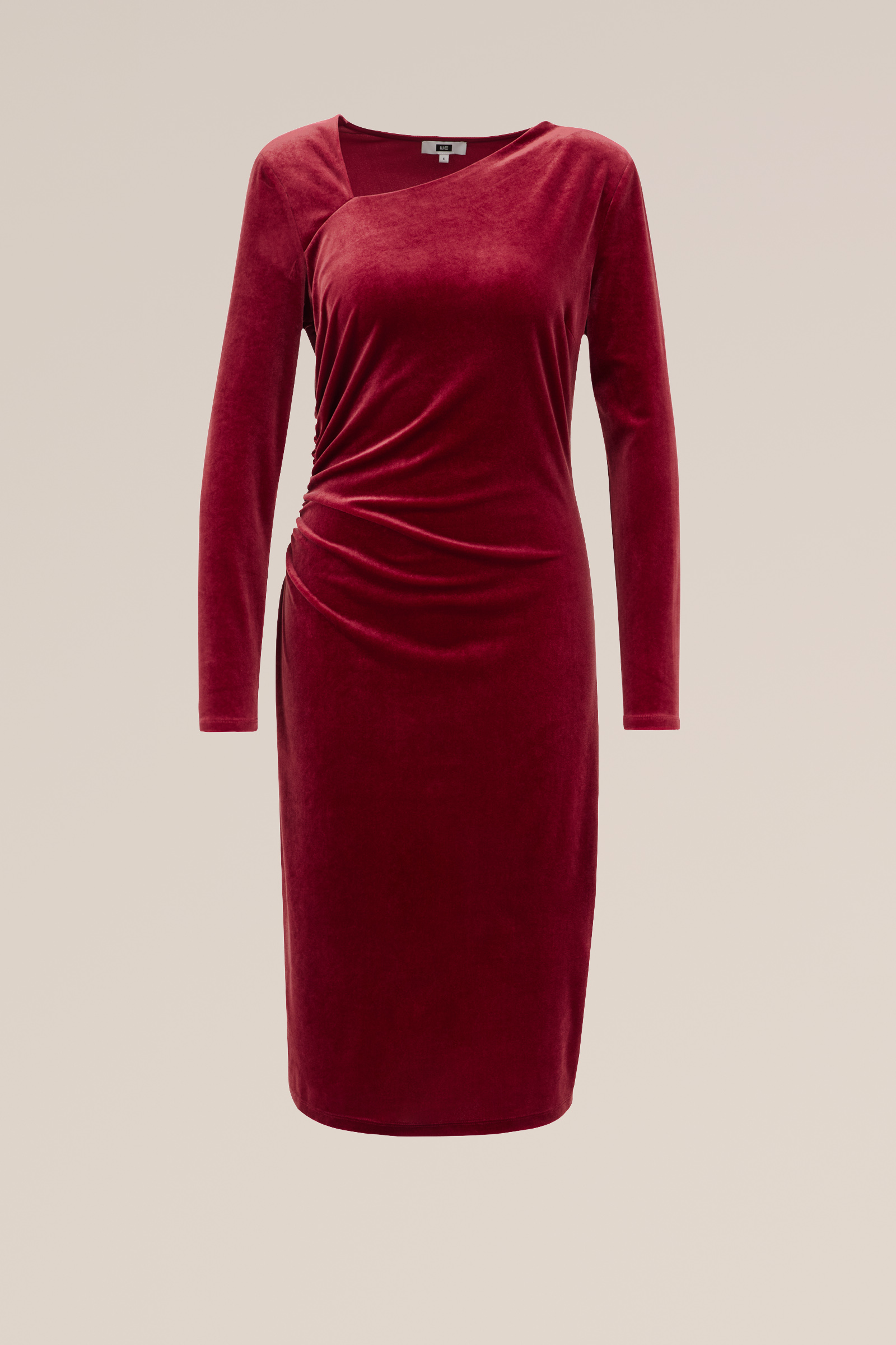 velvet jurk WE Fashion Donkerrood