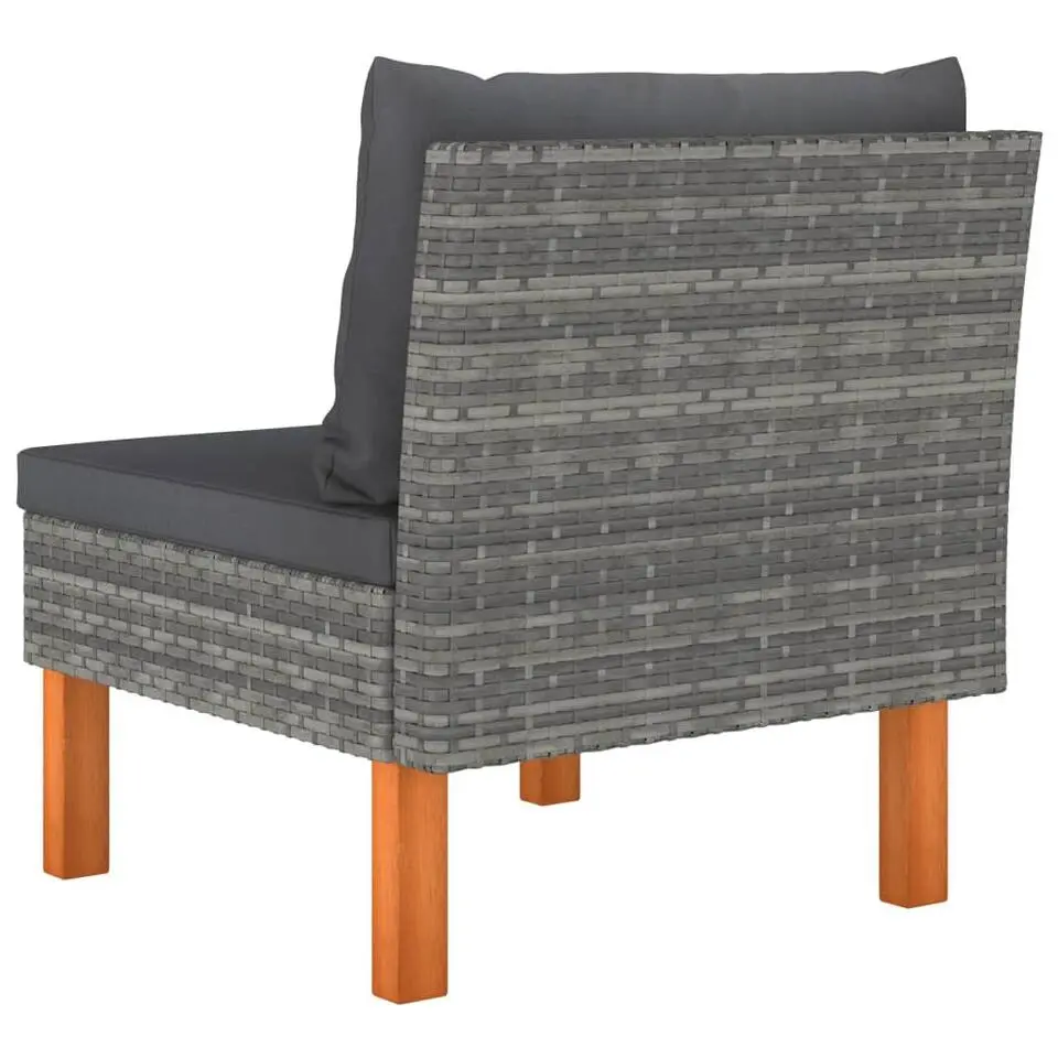 vidaXL - Middenbanken - Grijs - Poly rattan en massief eucalyptushout - 3 stuks