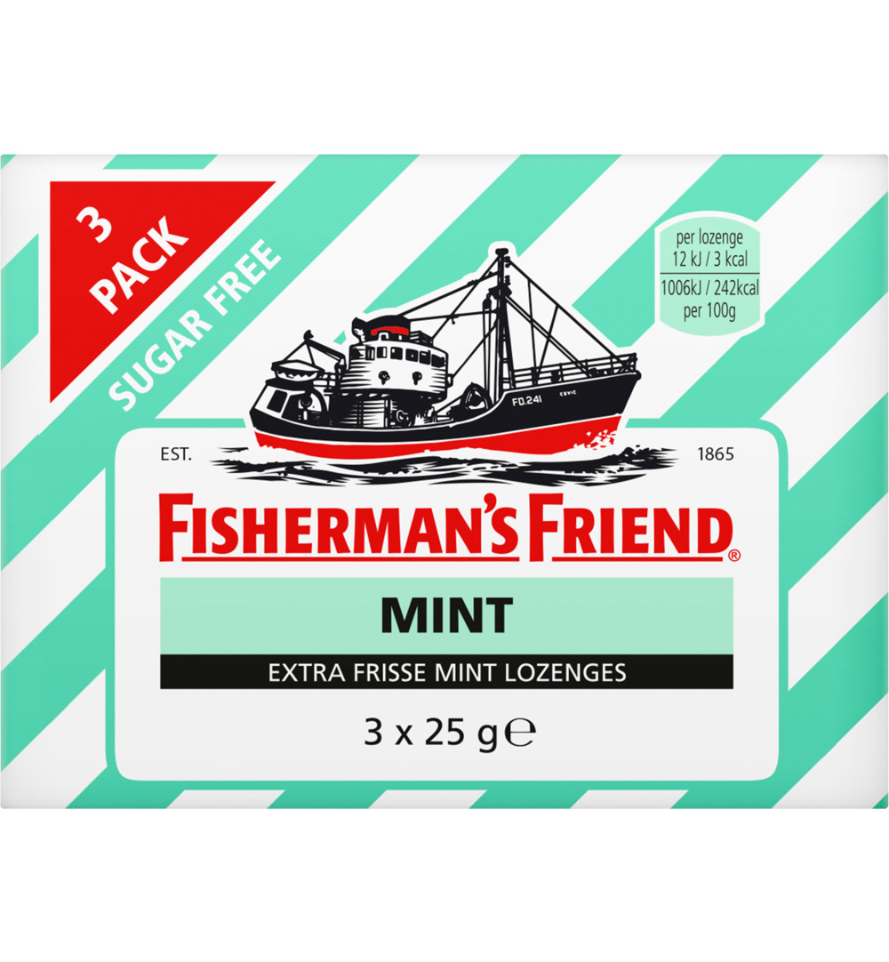 Fisherman’s Friend Strong mint suikervrij 3-pack (3 x 25 gr)