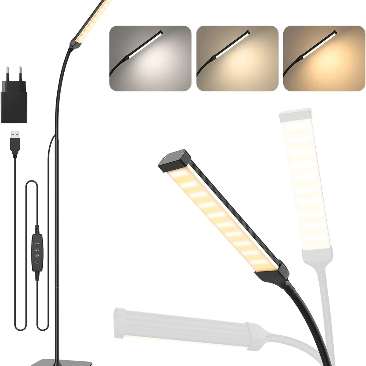 Lampadaire Flexible à Col de Cygne 120 LED 10W noir Vendos85