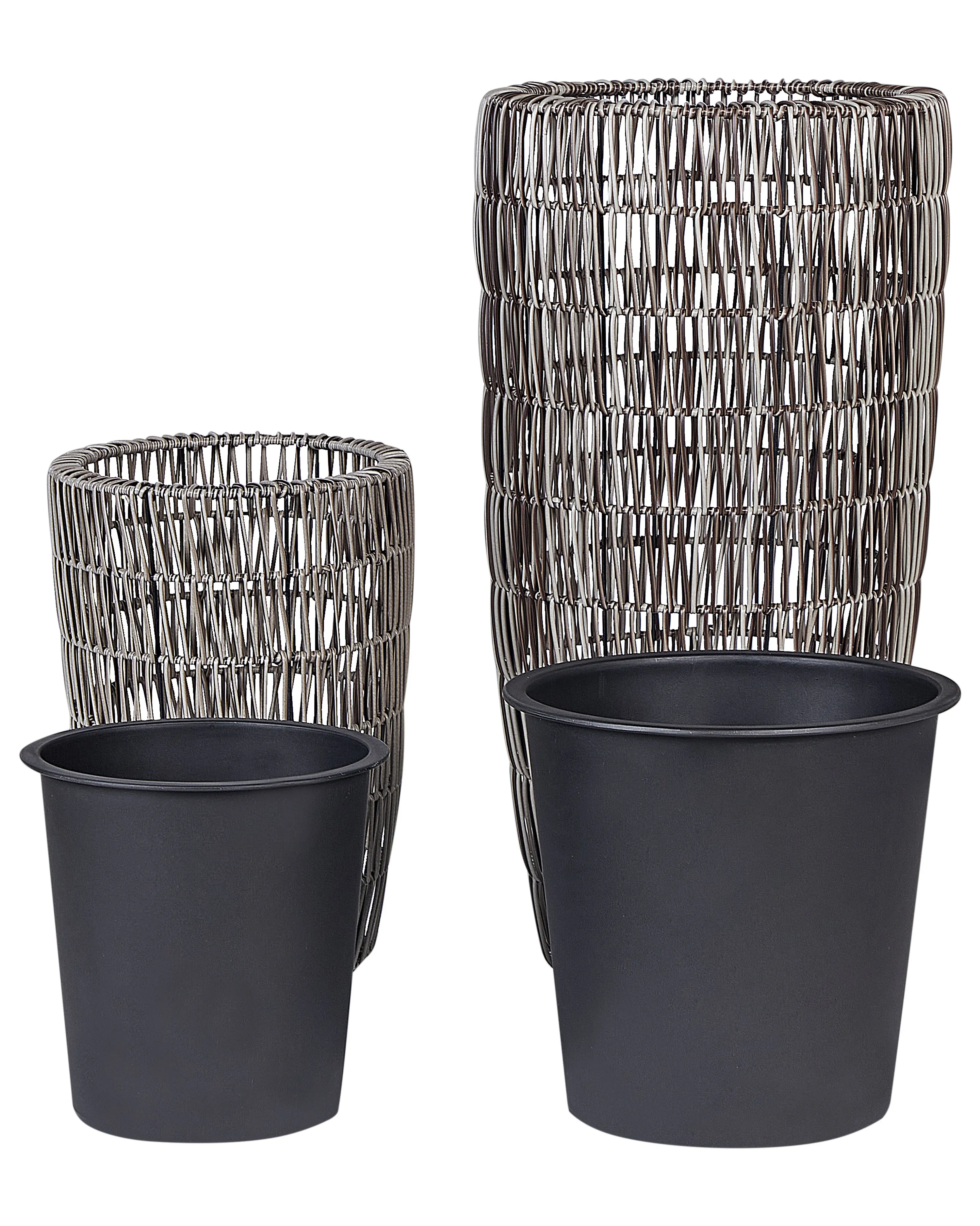 Set van 2 bloempotten CHELONE PE rotan 26/34 cm Bruin