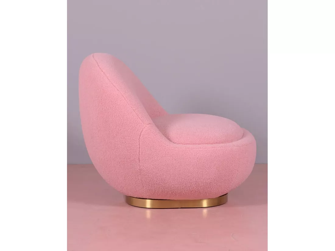 Fauteuil pivotant design garni de coton - Corsica - Rose