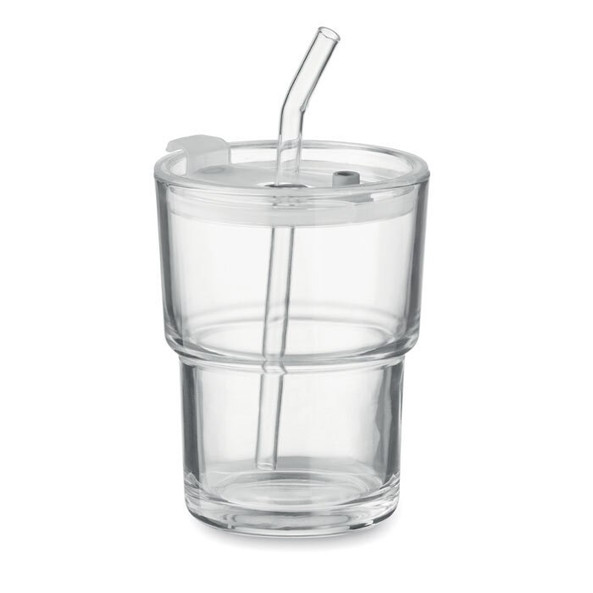 GiftRetail MO2502 - SIP Gobelet verre et paille 400ml