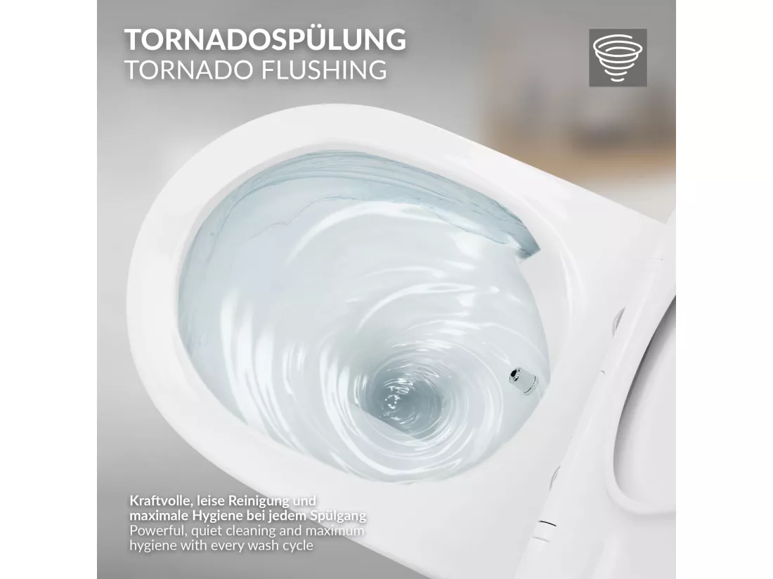 Toilette suspendu sans rebord blanc WC Soft Close fonction bidet salle de bain